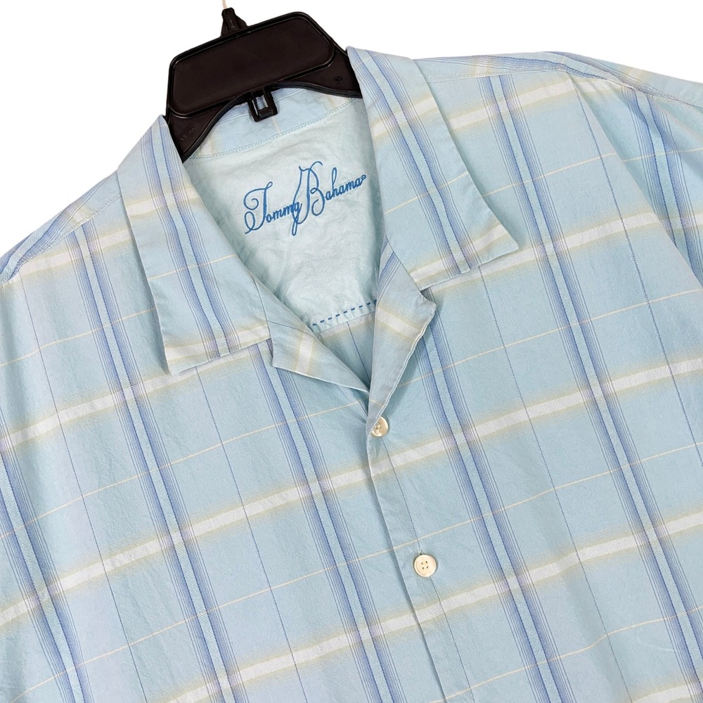 Tommy Bahama Coastal Grandpa‎ Core Silk Plaid Button Up Shirt Mens XXL